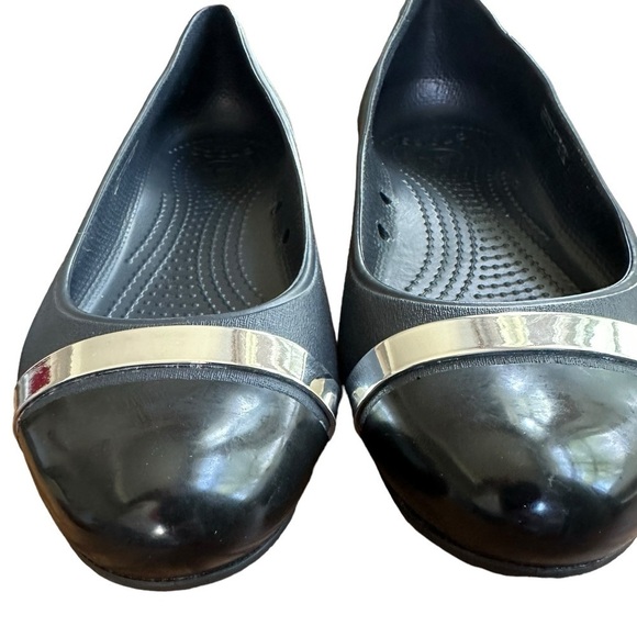 CROCS KADEE BLACK CAP TOE MIRROR BAND BALLET FLATS SIZE 8 - Picture 4 of 10